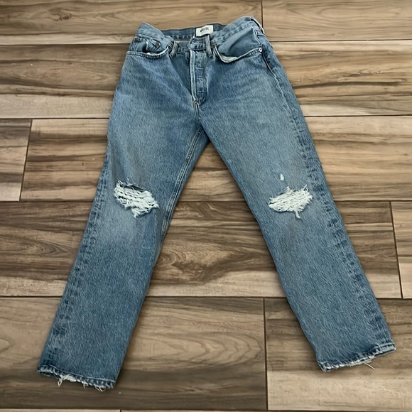 Agolde Lana cropped distressed  jeans - Picture 1 of 5